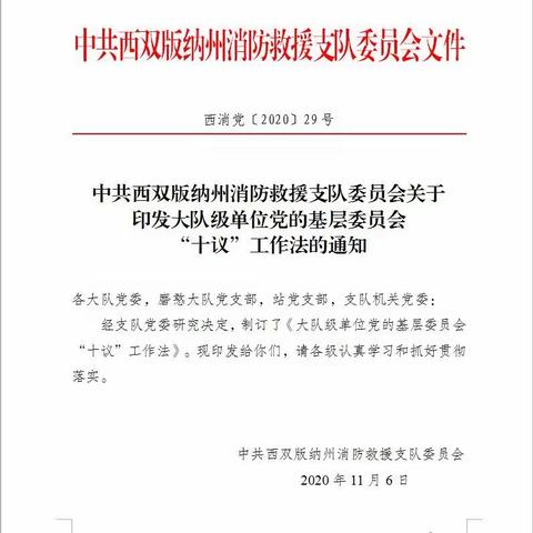 西双版纳州消防救援支队党委探索完善大队级党委“十议”工作法