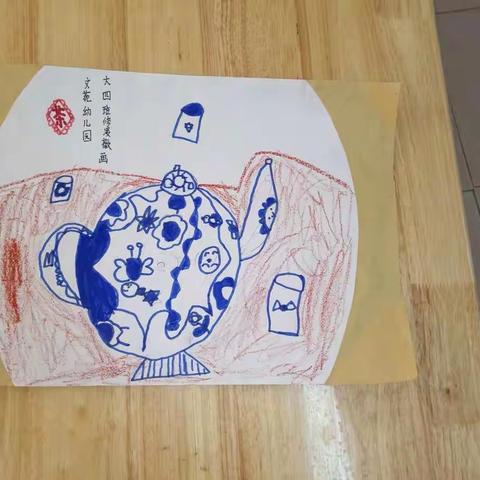 本周课题名称，线描《青花瓷器》