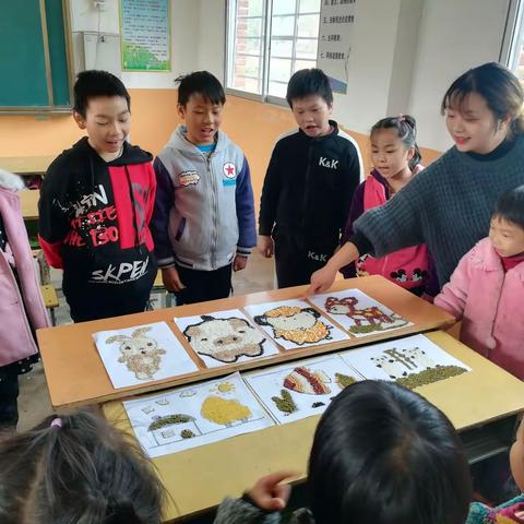 诵国学经典     制粘豆画作    做优秀少年——   淅川县毛堂乡板山沟小学11月9日周六社团掠影