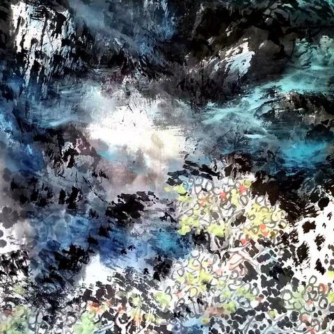 马有华写生作品《村路入云端》之二