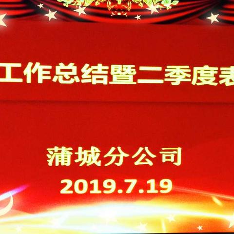 蒲城分公司2019年上半年工作总结暨二季度表彰大会