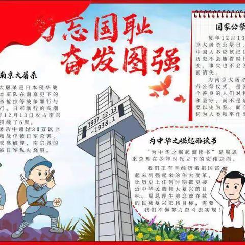 国家公祭日——南京大屠杀发生85周年主题手抄报创作参考图