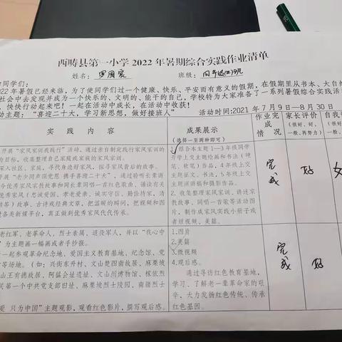 罗国宸三年级暑假综合实践活动