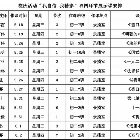 “我自信，我精彩”双四环节展示课——十一中学65周年校庆系列活动