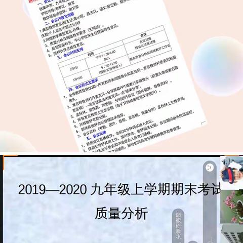 共研共享共发展        群策群力绘新篇        ——张家集镇中学期末考试线上质量分析会