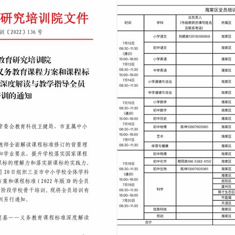 以课标为纲  为素养奠基——进士小学语文、英语、道法教师参加2022年三亚市义务教育新课标深度解读与教学指导