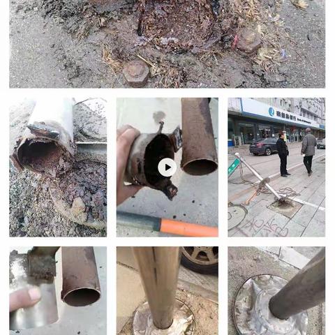 需要更换不锈钢内部原铁管、地锚及底座不锈钢圆盘罩的路牌有：
