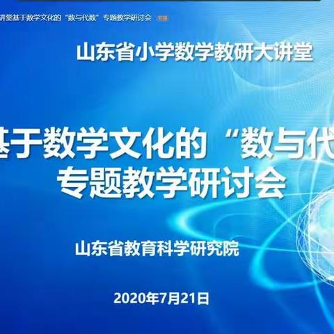 山东省小学数学教研大讲堂基于数学文化“数与代数”专题教学研讨会学习心得