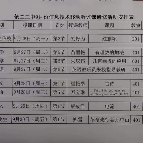 依兰县第二中学信息技术移动听评课研修活动纪实