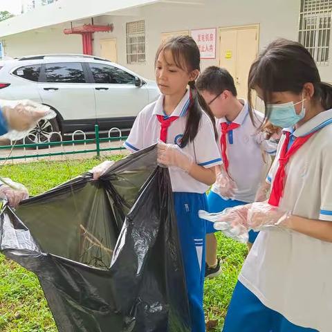 校园卫生大扫除，美丽整洁迎巩文——海口市第九中学小学部开展“巩文”卫生大整治活动