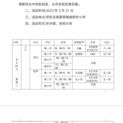 【党建领航+教研动态】联片聚力促教研，博采众长同发展——碱柜村小学与蒙西阳光学校联片教研