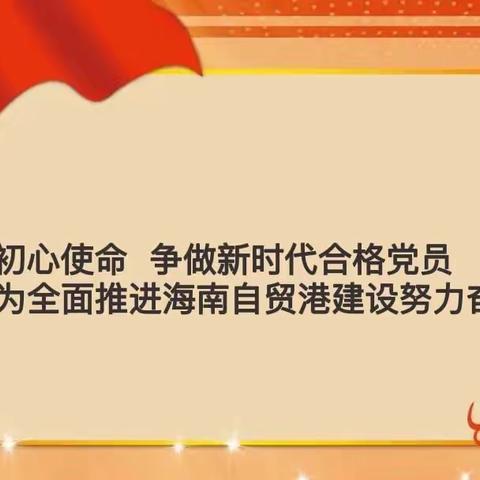 牢记初心使命   争做新时代合格党员                           为全面推进海南自贸港建设努力奋斗