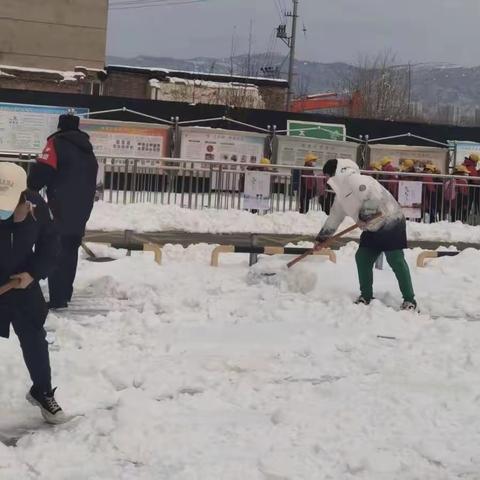 家长助力除雪 温暖传遍校园