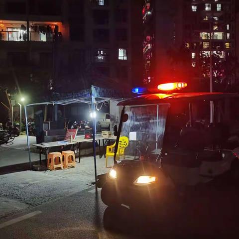 东岸村委会除夕夜直班领导和联防队员到东岸辖区内各小区村街道小巷进行巡查禁止燃放烟花爆竹