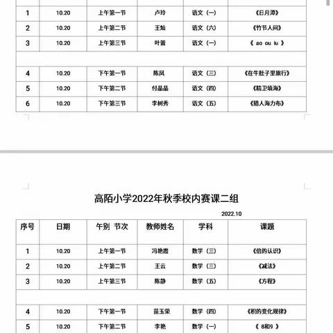 “赛课显魅力，教研促成长 ”                     砖桥镇高陌小学秋季校内赛课