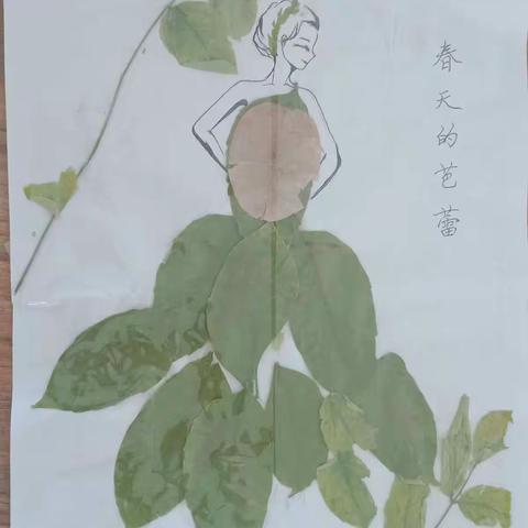 五、七树叶粘贴画