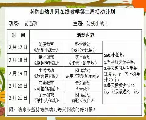 苗苗班2月17日幼儿在线课程