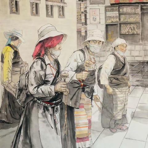 创作国画《八廓街》心得 杨峰