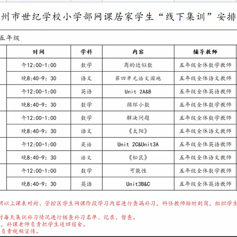 林州市世纪学校小学部五年级2022年秋季线下集训纪实