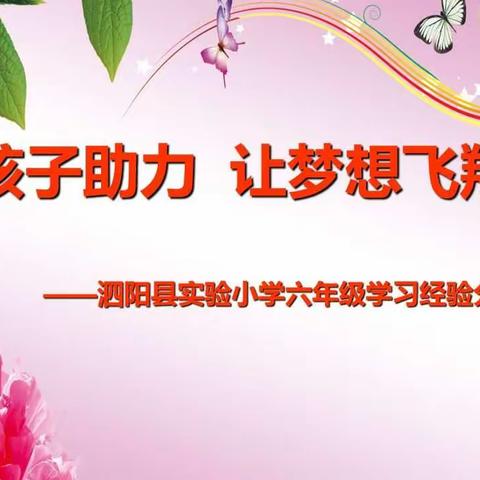 为孩子助力  让梦想飞翔——泗阳县实验小学六年级学习经验分享会活动记实