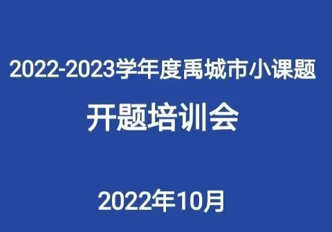 学无止境，以研促教——泺清河小学课题组参加2022-2023学年禹城市小课题线上开题培训会