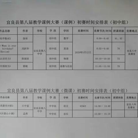 宜良县第八届教学课例大赛初赛宜良八中赛点纪实