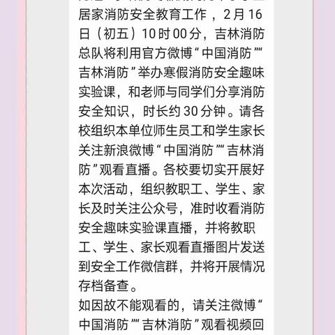 观看寒假趣味实验分享消 防安全知识