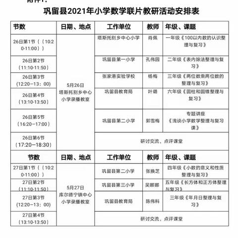 巩留县2021年小学数学联片教研 暨名师工作室主题活动