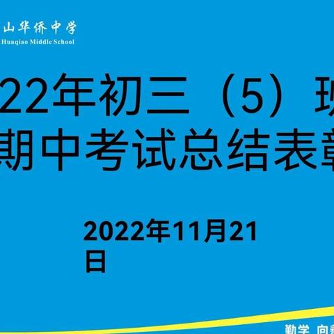 期中表彰树榜样，砥砺少年勇争先一记琼山华侨中学2022年初三（5）班秋季期中考试表彰会