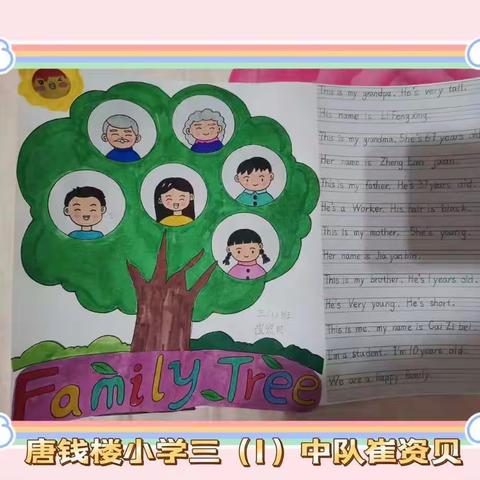 三年级线上英语Family Tree优秀作业展示