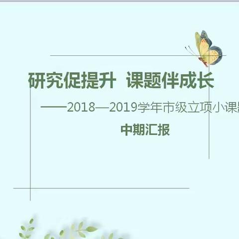 研究促提升 课题伴成长——2018—2019学年市级立项小课题中期汇报活动