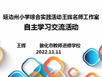 智慧“云”集  深耕笃行——延边州小学综合实践活动王辉名师工作室第二次集中研修 自主学习交流活动