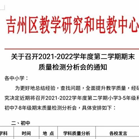 学思并行提质量 踔厉奋发促成长——2021-2022学年度第二学期初中历史期末质量检测分析会