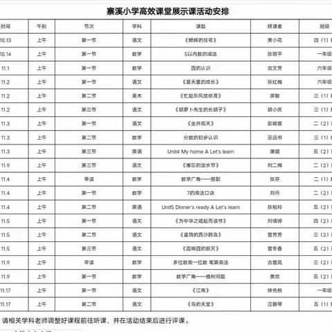 让课堂缤纷绽放———记寨溪小学高效课堂展示活动