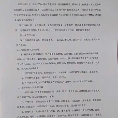 南高和小学开展预防煤气中毒安全教育活动