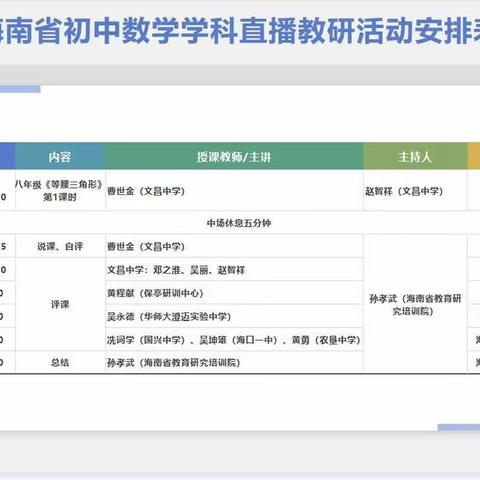 线上线下共教研 扬帆起航正当时——海南省初中数学学科直播教研活动（第二场）纪实