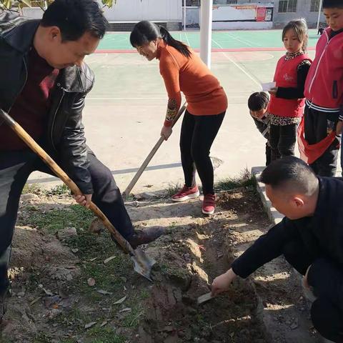 胡巷小学开展“美化校园我行动，爱绿护绿我能行”为主题的植树节活动