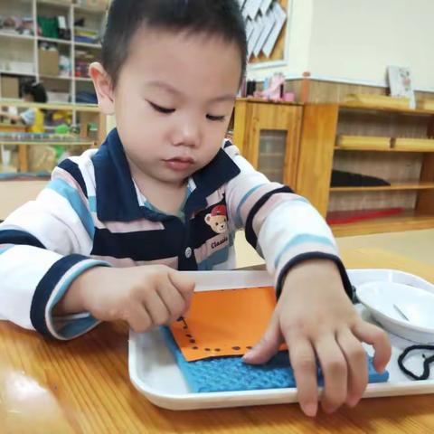 孩子通过自我重复操作蒙氏教具创新建构完善的人格，在自由操作中得到了多方面的能力训练。