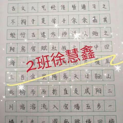 濮阳市第二高级中学高二年级语文优秀练字