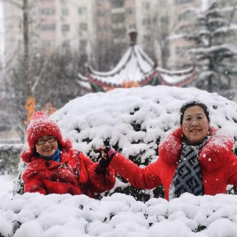 雪中的姐妹花