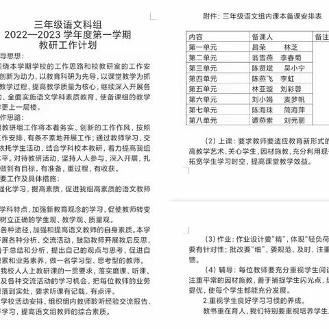 团结协作育桃李，总结反思再扬帆——2022—2023学年度第一学期三年级语文组教研工作总结