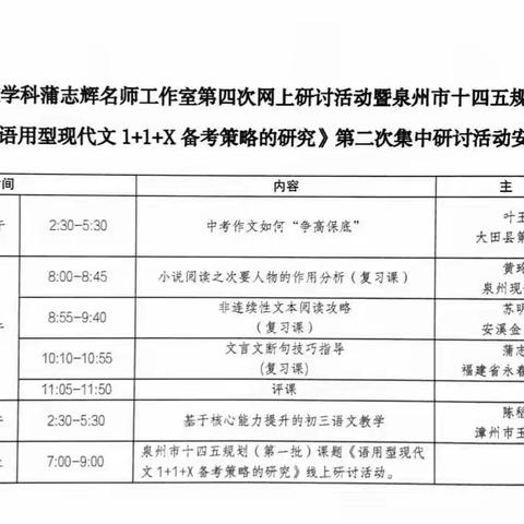 凝聚教育智慧 引领卓越发展——蒲志辉初中语文名师工作室线上教研活动纪实