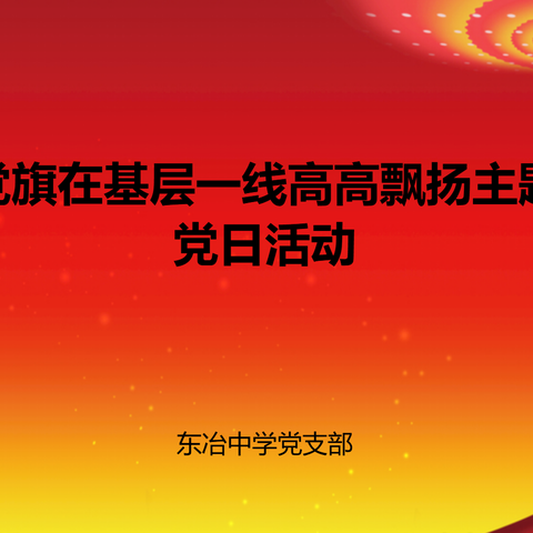 东冶中学党支部 开展“党旗在基层一线高高飘扬”主题 党日活动