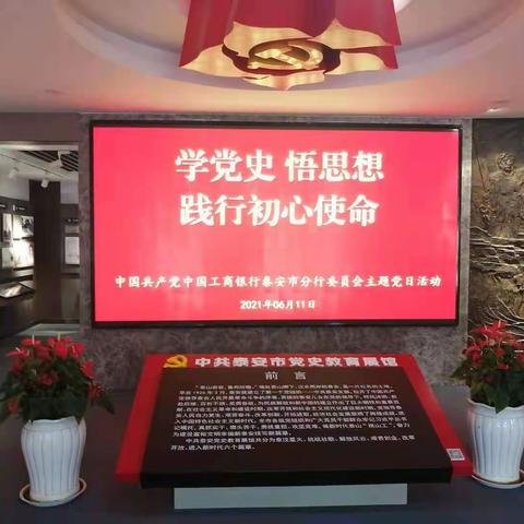 中国工商银行泰安分行党委开展“学党史 悟思想 践行初心使命”主题党日活动