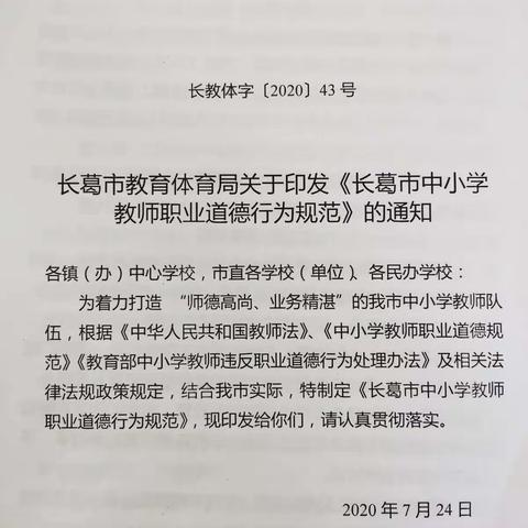 古桥镇魏庄小学暑期师德师风学习