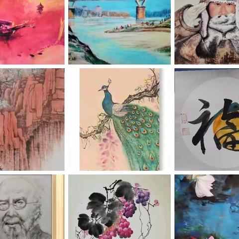 五园湾画笔喜庆国庆，七色彩斑斓迎二十大，——重庆巴南李家沱五园湾绘画班线上书画展