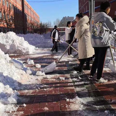 风雪弥漫处 除雪暖意浓——科左中旗民族职专·实验高中师生除雪记