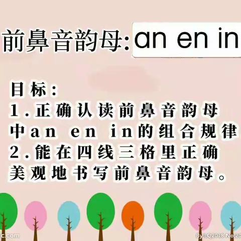 认识前鼻音韵母:an    en      in