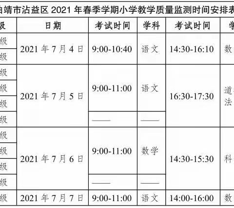 块所小学2021年春季学期期末考试通知及暑假安全教育告知书