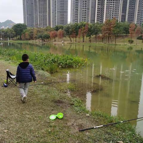 这娃，非要钓鱼，中心公园来一竿2023.01.08